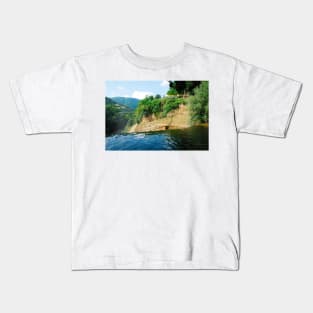 Pliva River Flowing Over Jajce Waterfall Kids T-Shirt